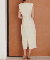 深めVネックカットソーワンピースsdp0292 ライトベージュ