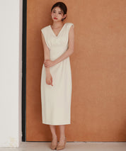 深めVネックカットソーワンピースsdp0292 ライトベージュ