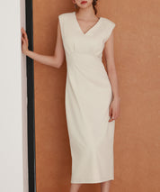 深めVネックカットソーワンピースsdp0292 ライトベージュ