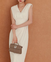 深めVネックカットソーワンピースsdp0292 ライトベージュ