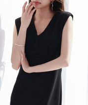 深めVネックカットソーワンピースsdp0292 ブラック