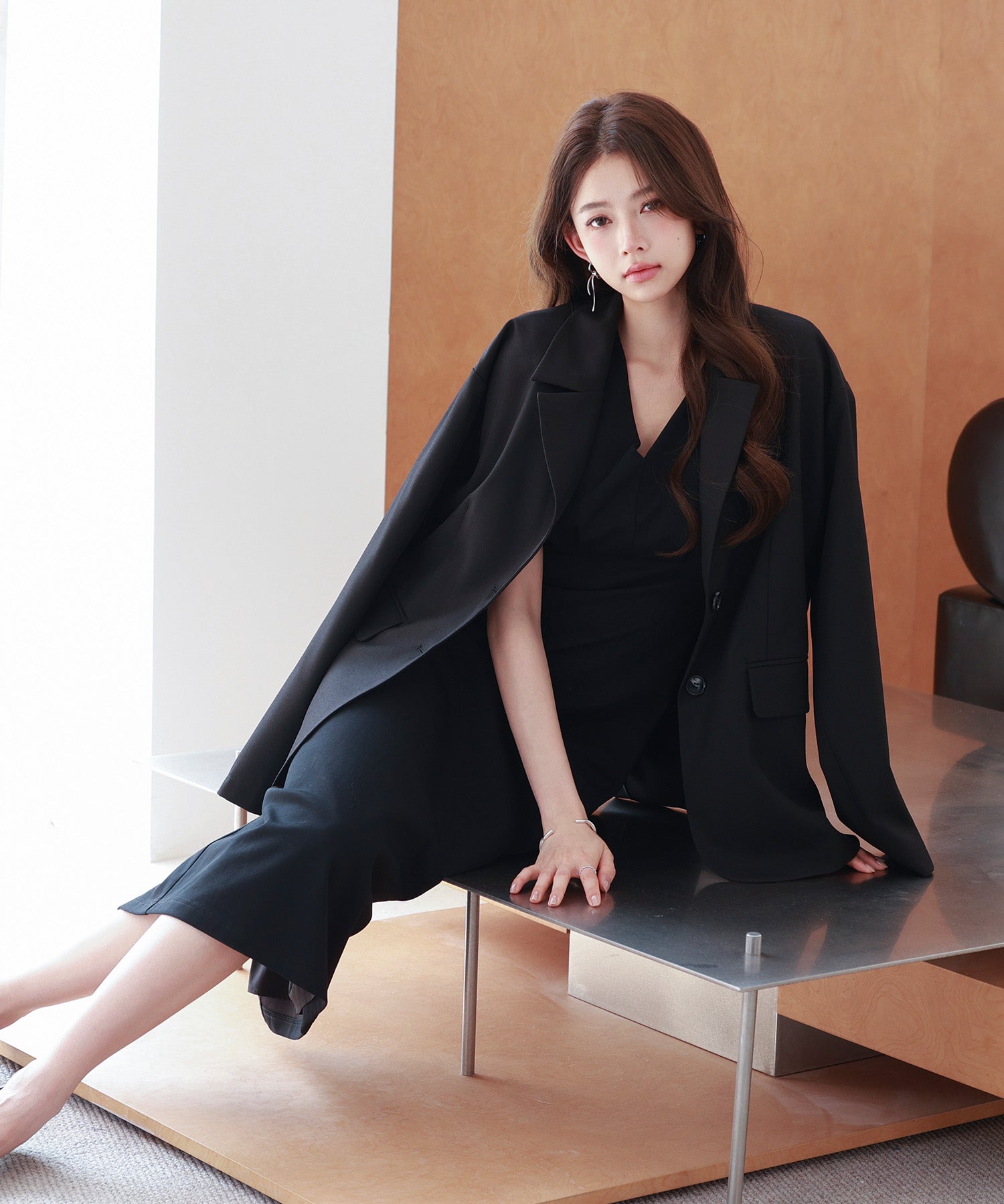 深めVネックカットソーワンピースsdp0292 ブラック