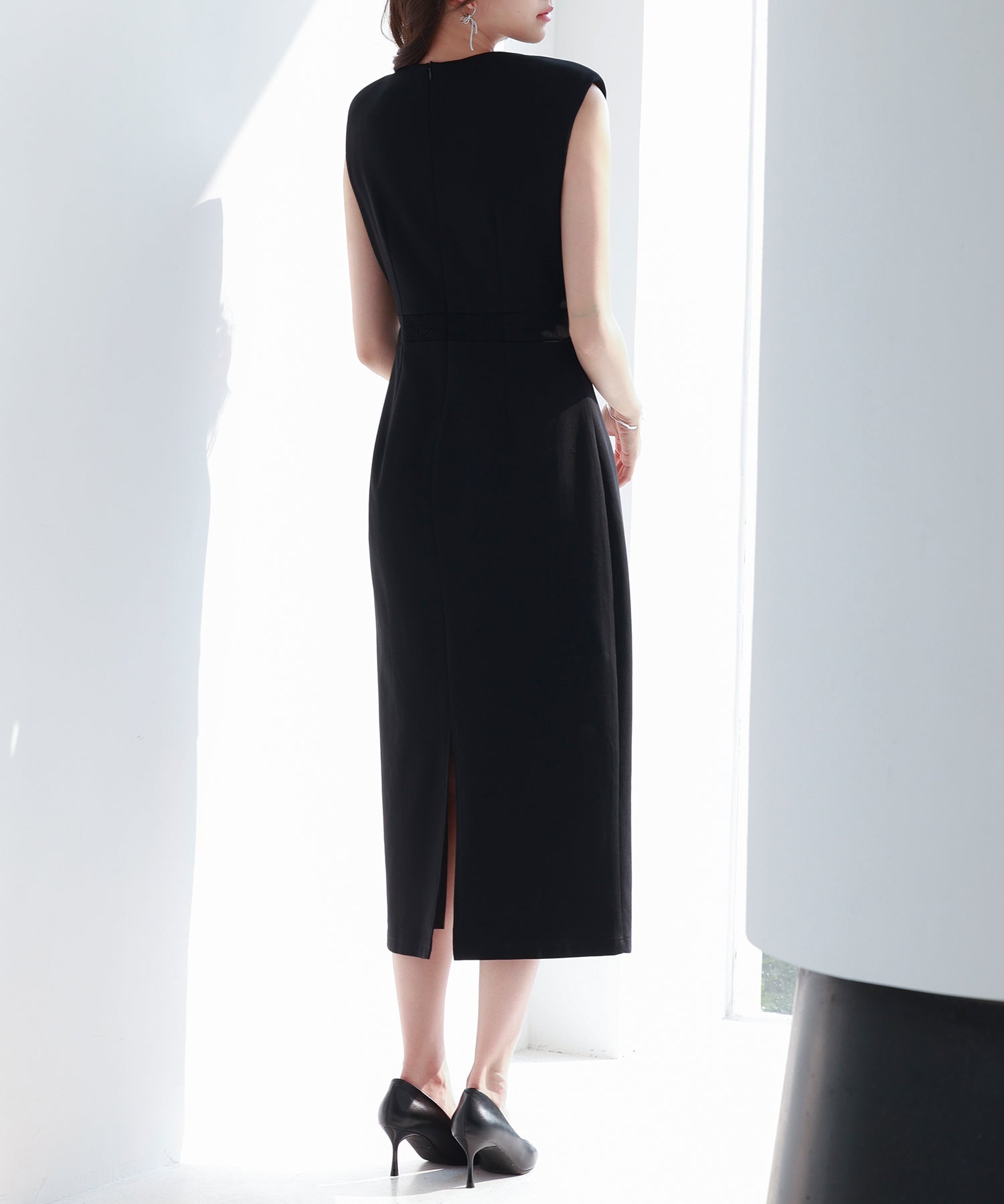 深めVネックカットソーワンピースsdp0292 ブラック