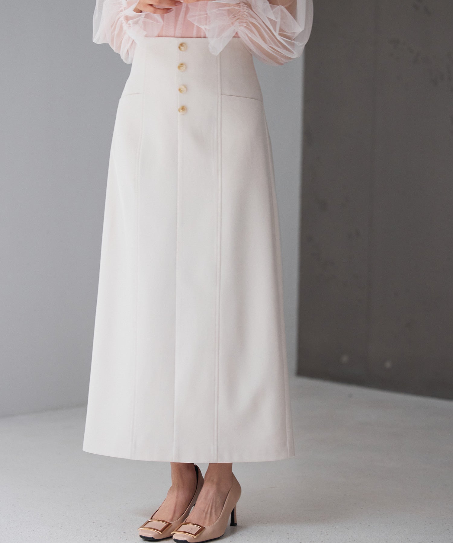 フロントボタンハイウエストスカートsdp0293-102-291