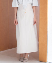 フロントボタンハイウエストスカートsdp0293 ライトベージュ