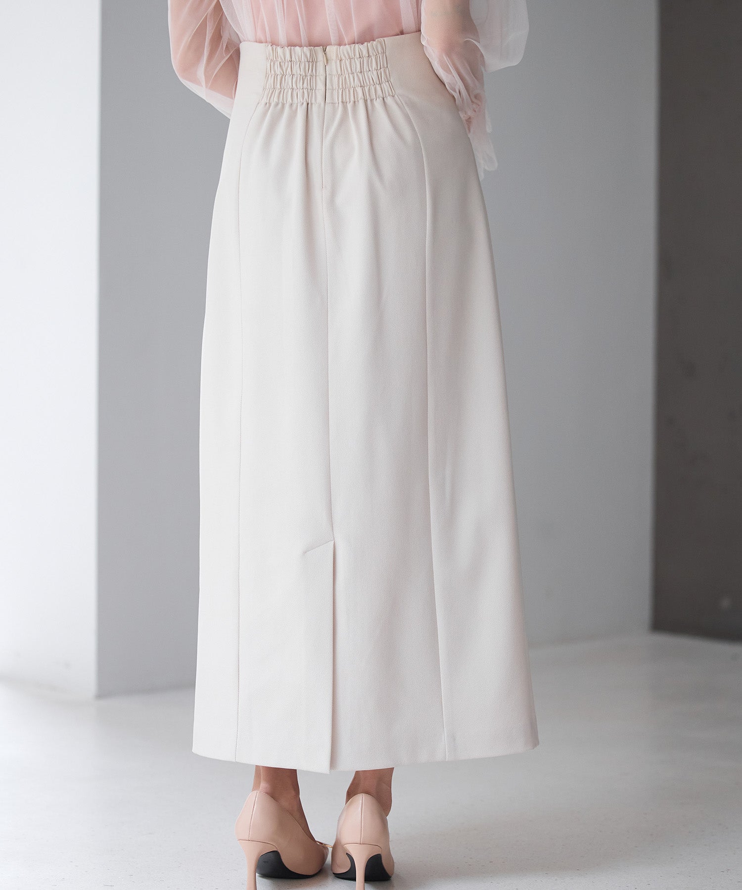 フロントボタンハイウエストスカートsdp0293 ライトベージュ