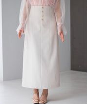 フロントボタンハイウエストスカートsdp0293 ライトベージュ