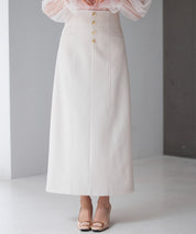 フロントボタンハイウエストスカートsdp0293 ライトベージュ