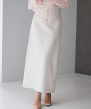 フロントボタンハイウエストスカートsdp0293 ライトベージュ