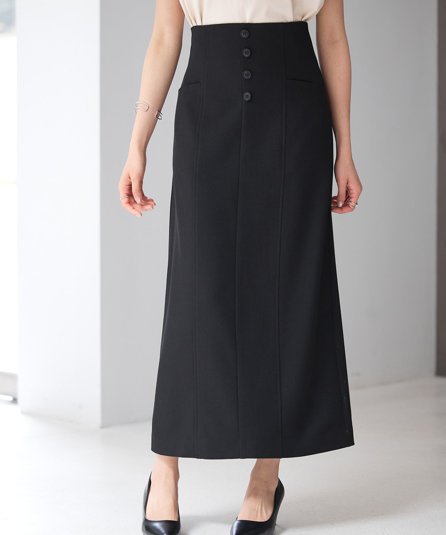 フロントボタンハイウエストスカートsdp0293-102-8