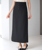 フロントボタンハイウエストスカートsdp0293 ブラック