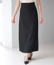 フロントボタンハイウエストスカートsdp0293 ブラック