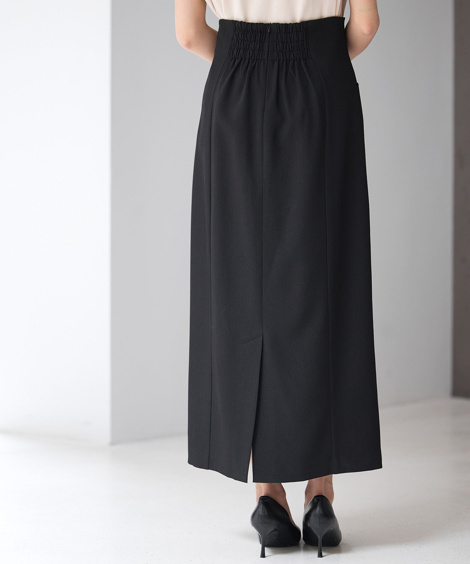 フロントボタンハイウエストスカートsdp0293 ブラック