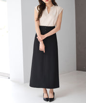 フロントボタンハイウエストスカートsdp0293 ブラック