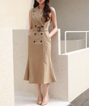 ノースリーブマーメイドトレンチ風ワンピースsdp0294-102-383