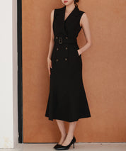 ノースリーブマーメイドトレンチ風ワンピースsdp0294 ブラック