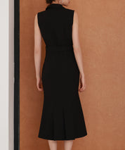 ノースリーブマーメイドトレンチ風ワンピースsdp0294 ブラック