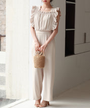 可愛さ満点フリルオールインワンsdp0295 ベージュ