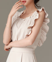 可愛さ満点フリルオールインワンsdp0295 ベージュ