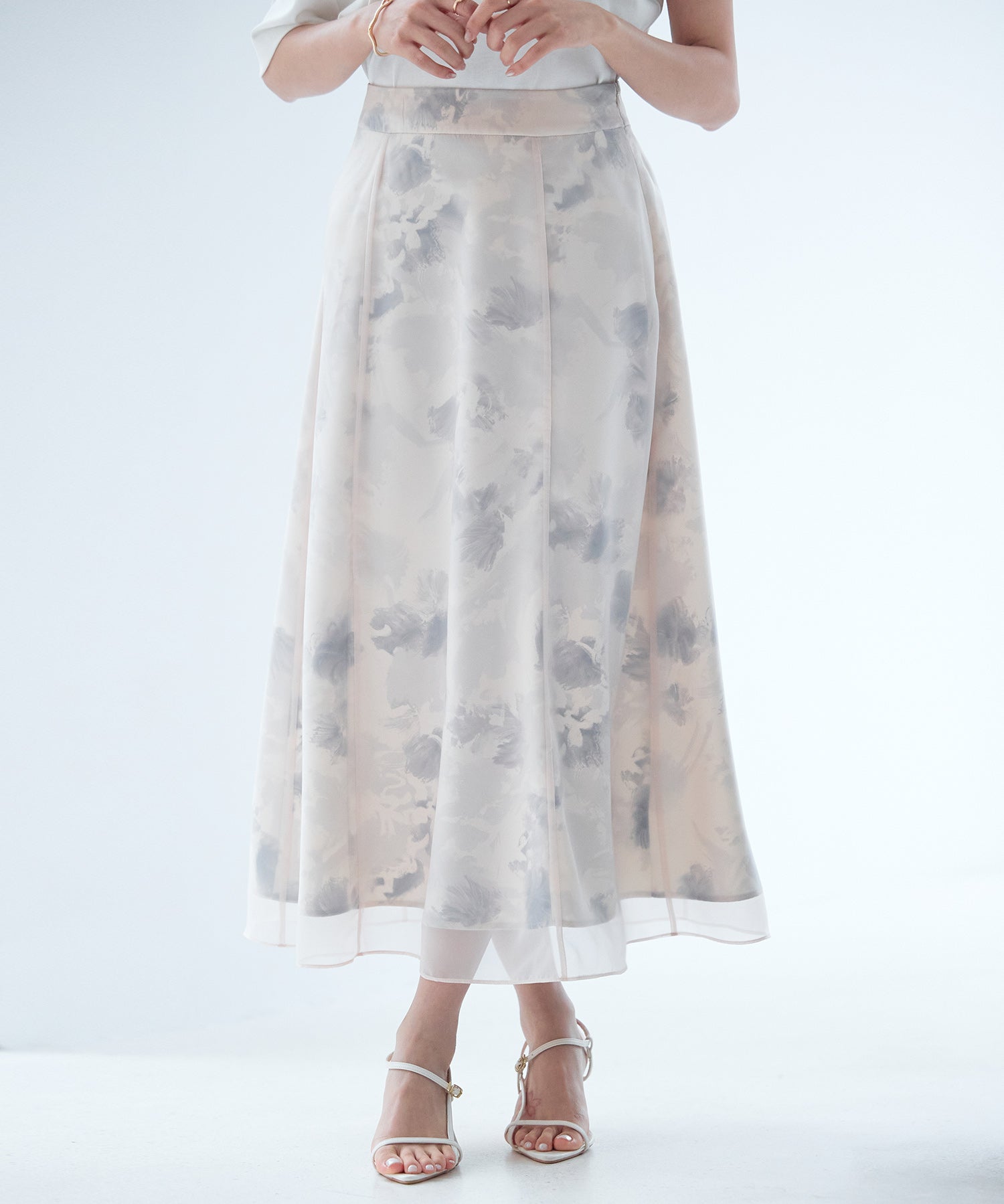 シアー花柄ハイウエストスカートsdp0296-102-100