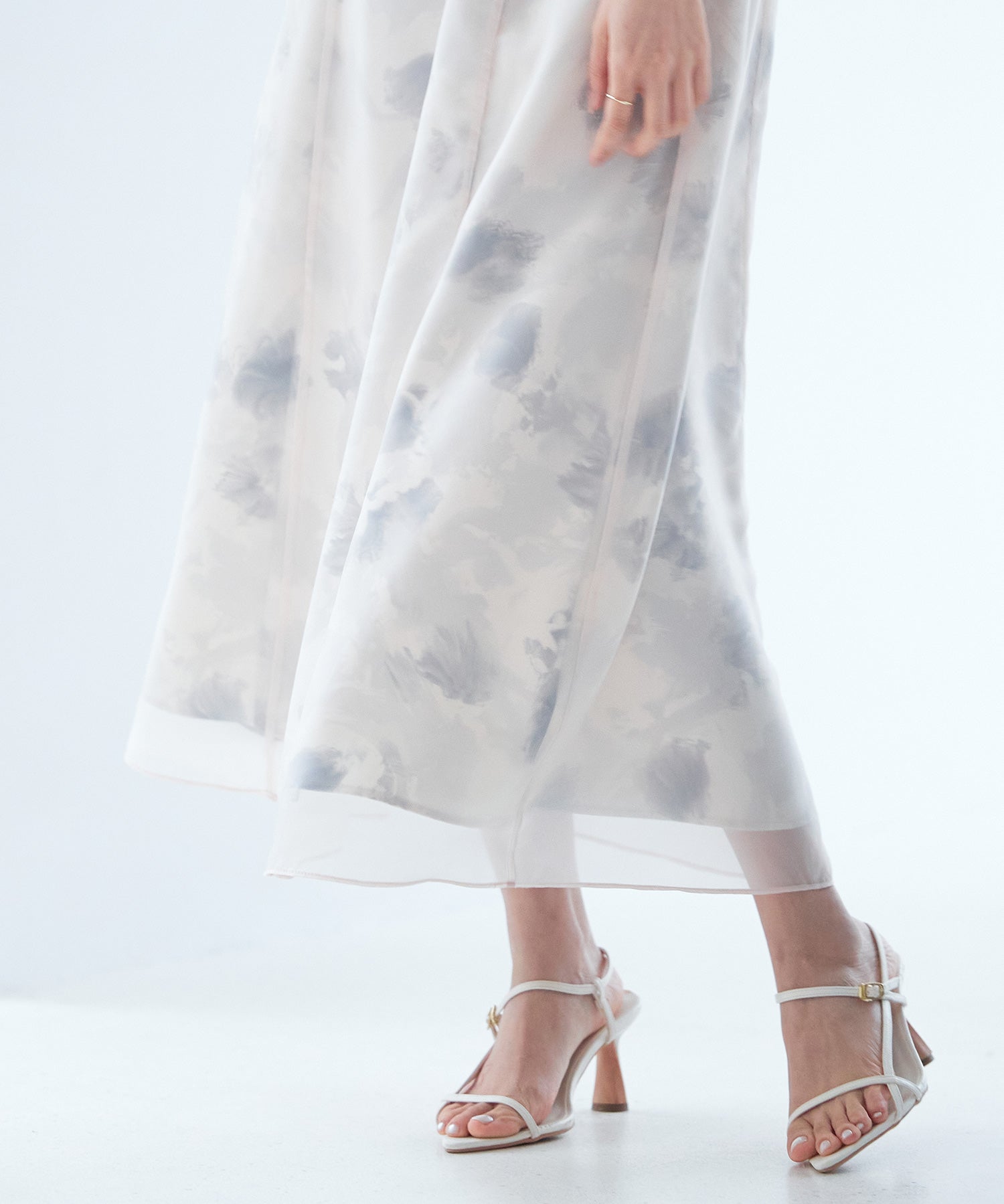 シアー花柄ハイウエストスカートsdp0296 ラベンダー