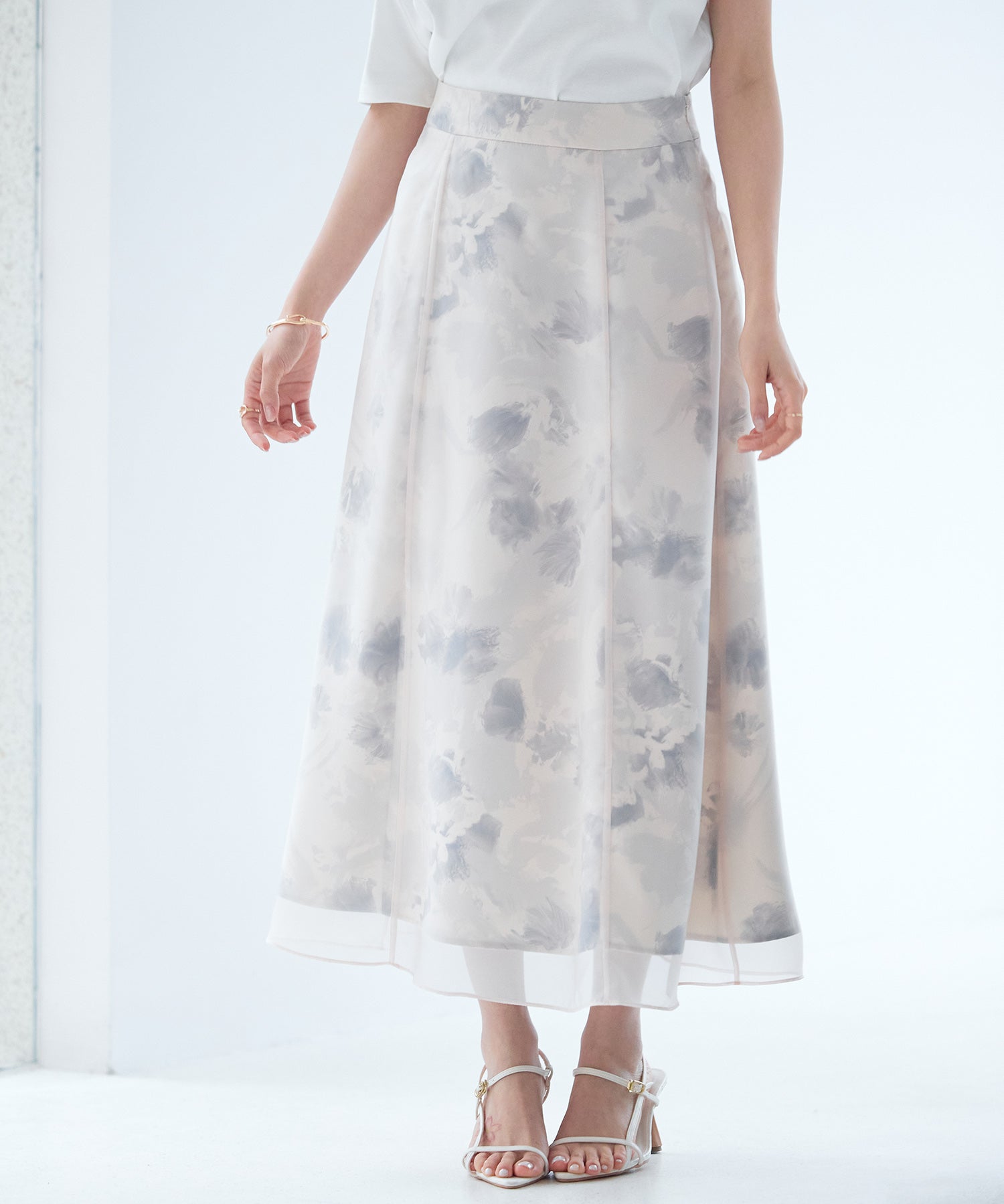 シアー花柄ハイウエストスカートsdp0296 ラベンダー