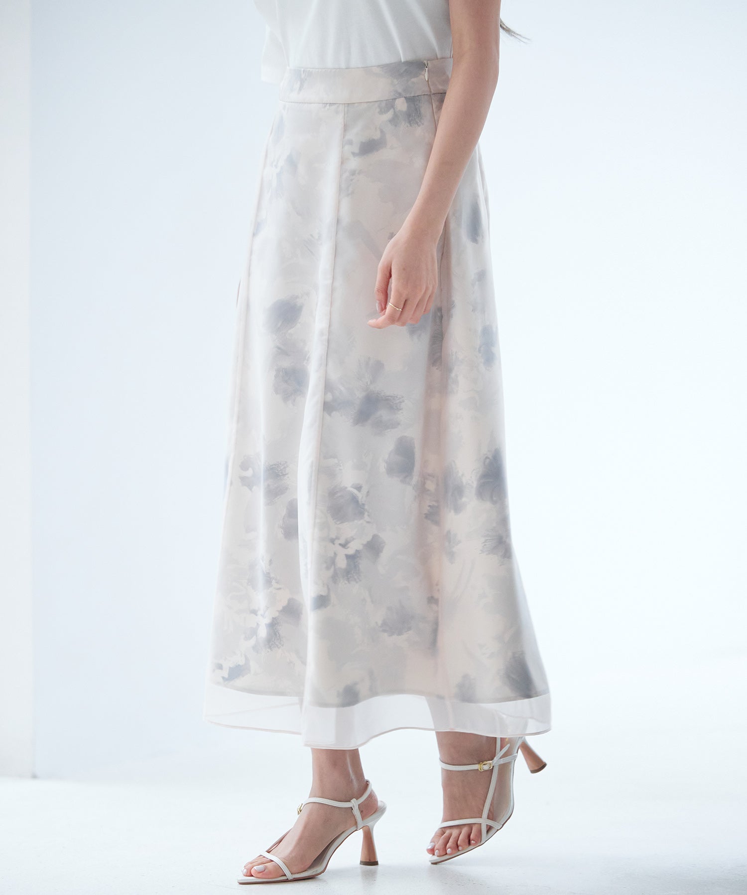 シアー花柄ハイウエストスカートsdp0296 ラベンダー