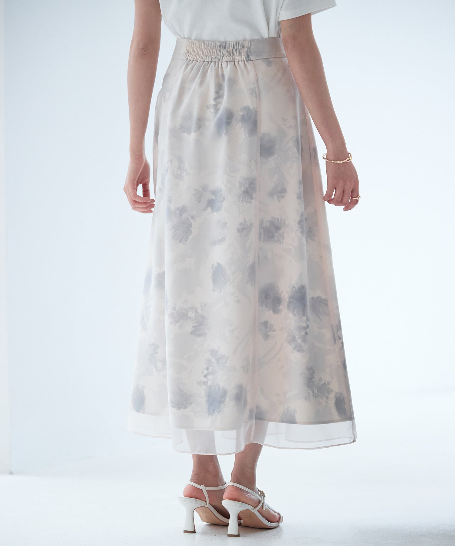 シアー花柄ハイウエストスカートsdp0296 ラベンダー