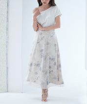 シアー花柄ハイウエストスカートsdp0296 ラベンダー