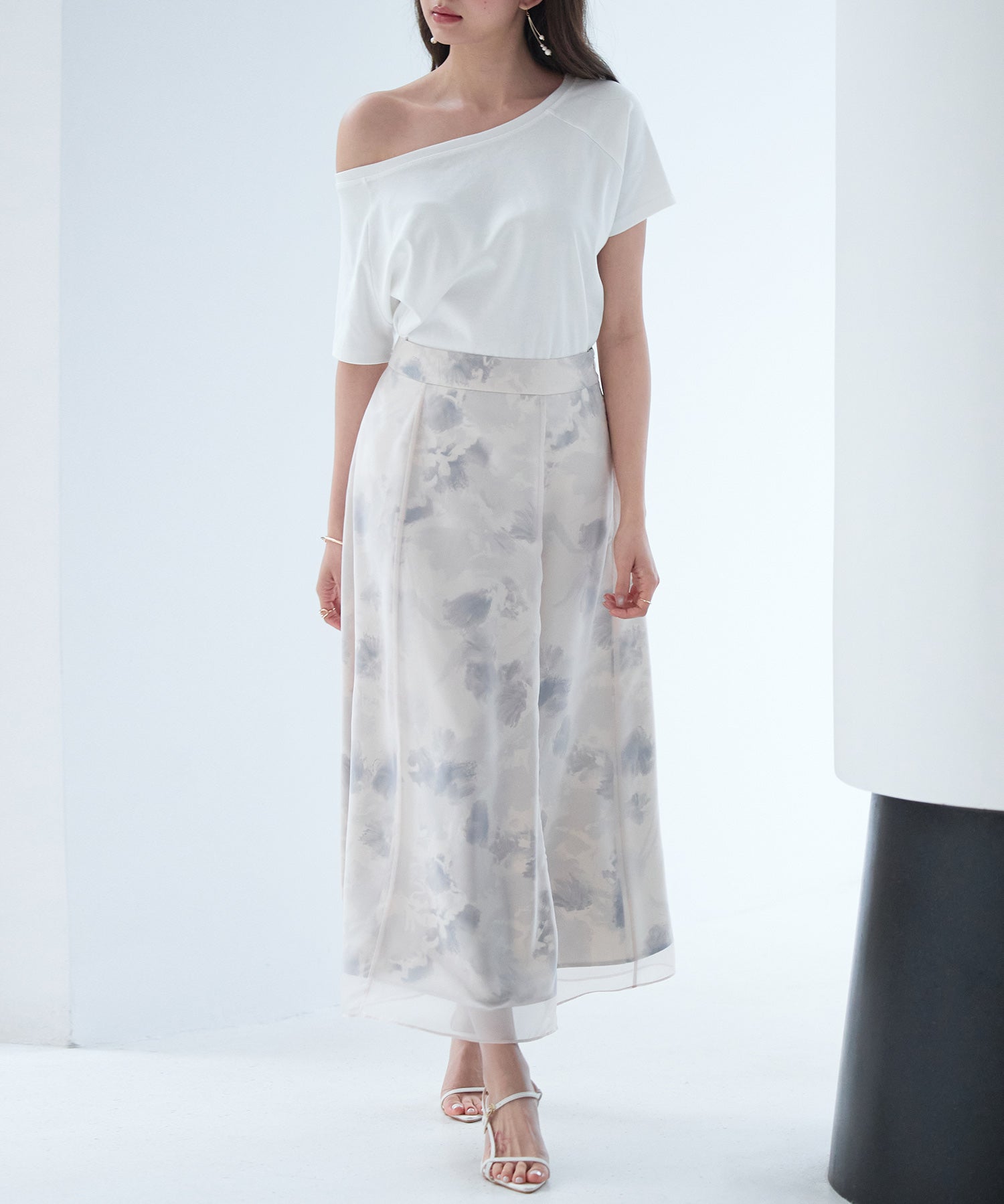 シアー花柄ハイウエストスカートsdp0296 ラベンダー