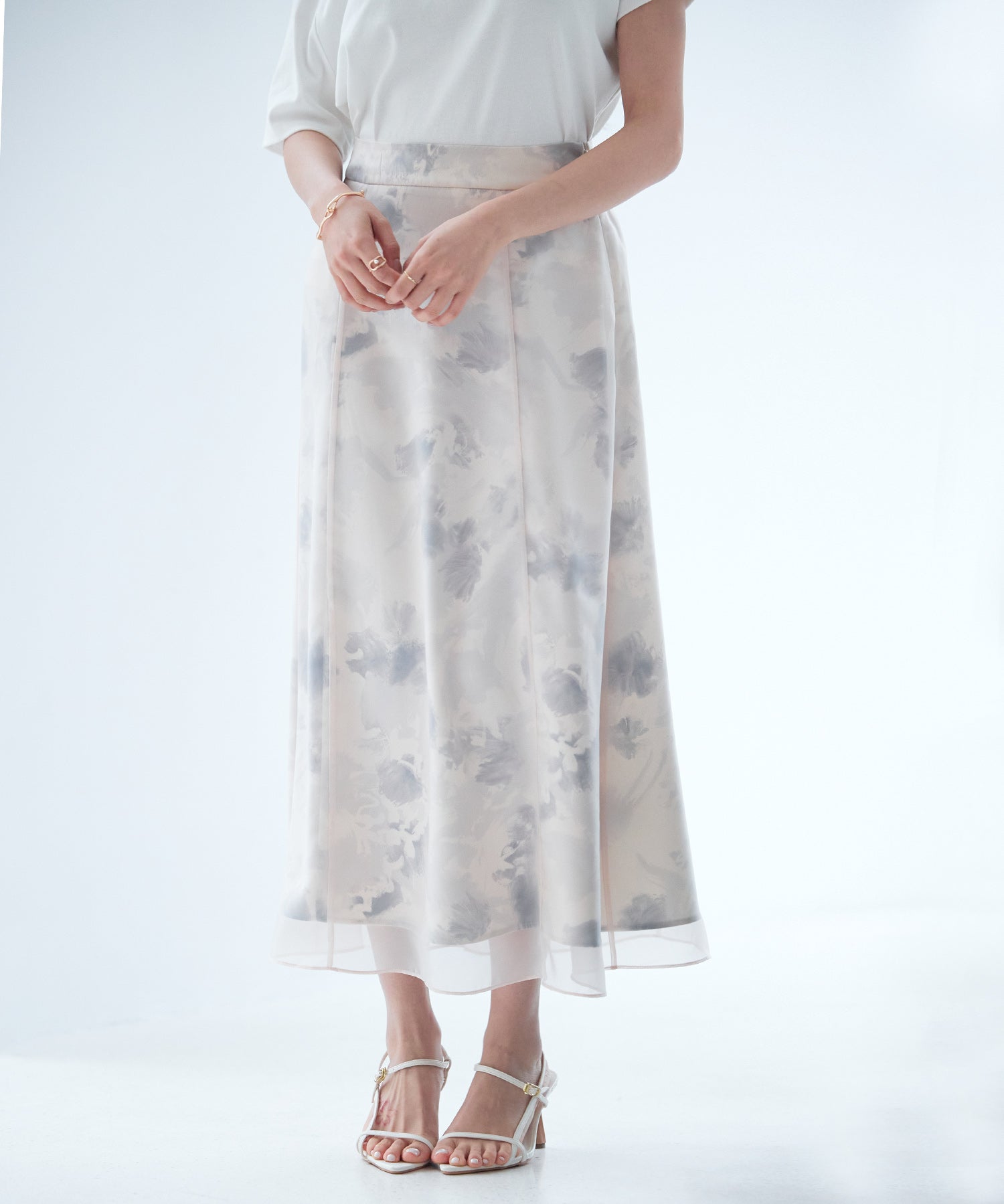 シアー花柄ハイウエストスカートsdp0296 ラベンダー