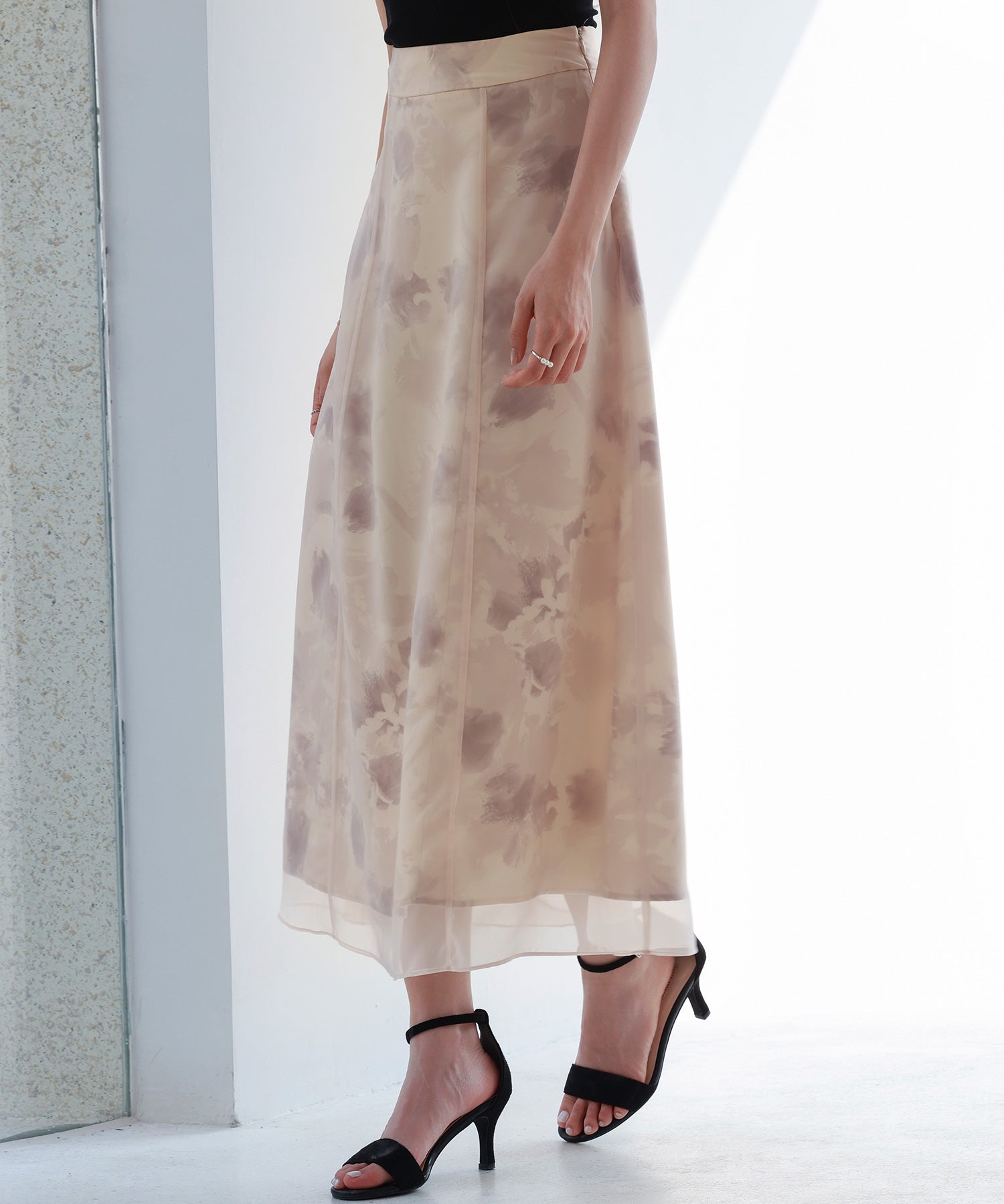 シアー花柄ハイウエストスカートsdp0296 ピンク