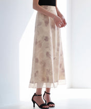 シアー花柄ハイウエストスカートsdp0296 ピンク