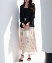 シアー花柄ハイウエストスカートsdp0296 ピンク