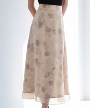 シアー花柄ハイウエストスカートsdp0296 ピンク