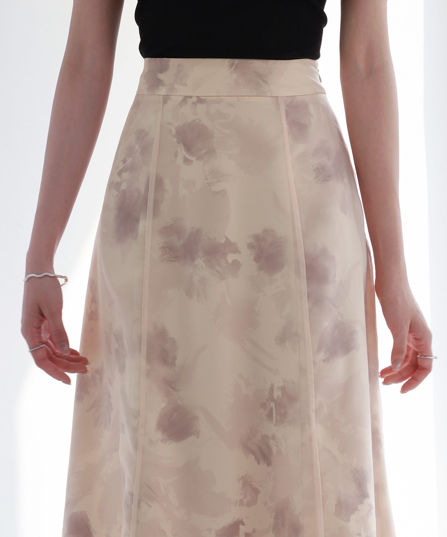 シアー花柄ハイウエストスカートsdp0296 ピンク