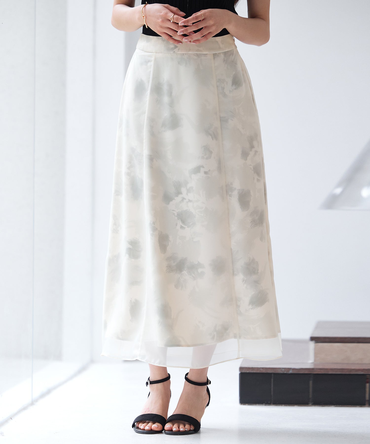 シアー花柄ハイウエストスカートsdp0296-102-35