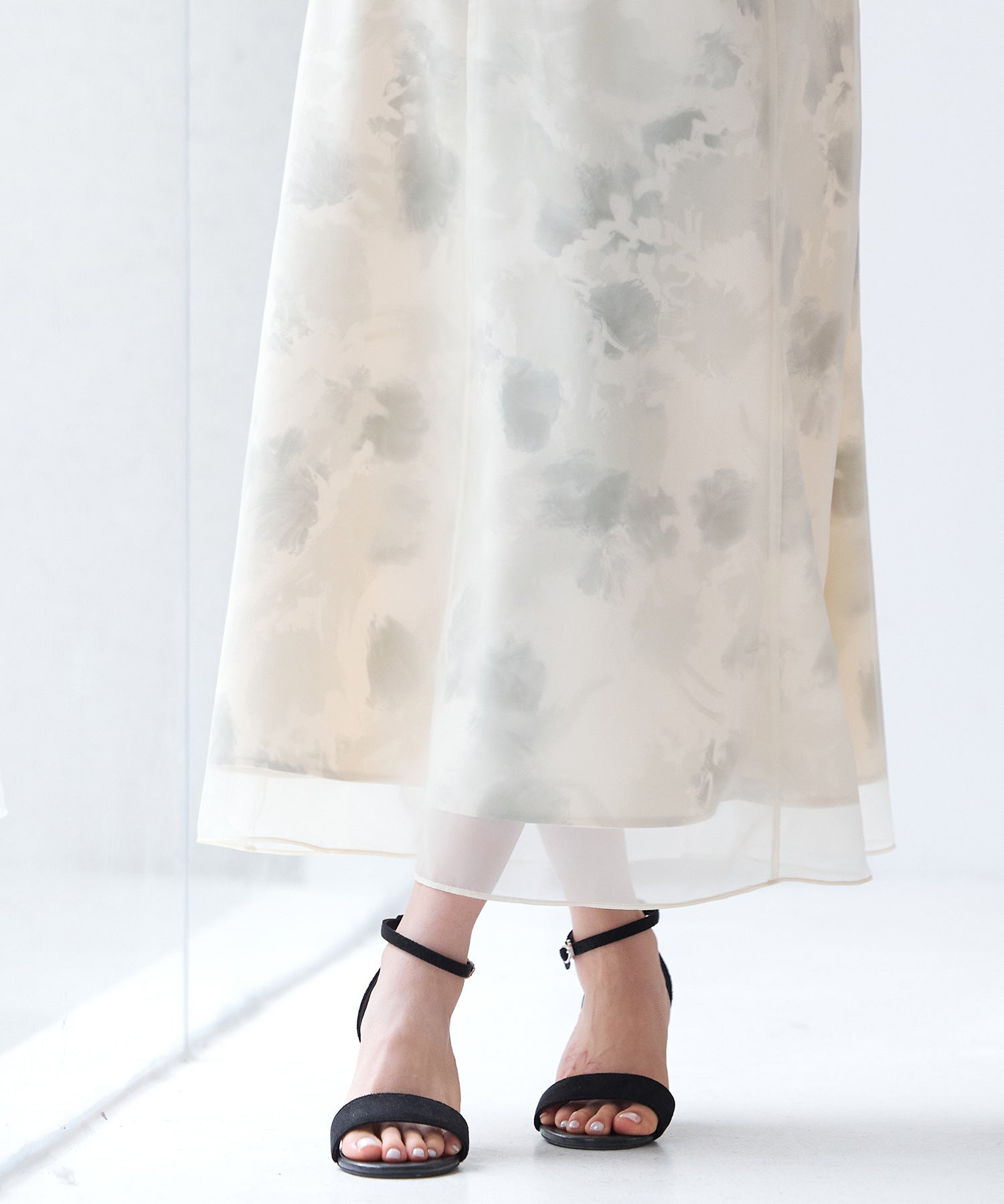 シアー花柄ハイウエストスカートsdp0296 グリーン