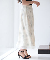 シアー花柄ハイウエストスカートsdp0296 グリーン