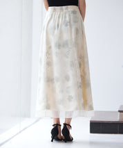 シアー花柄ハイウエストスカートsdp0296 グリーン