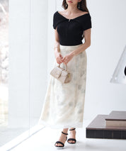 シアー花柄ハイウエストスカートsdp0296 グリーン