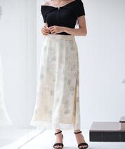 シアー花柄ハイウエストスカートsdp0296 グリーン