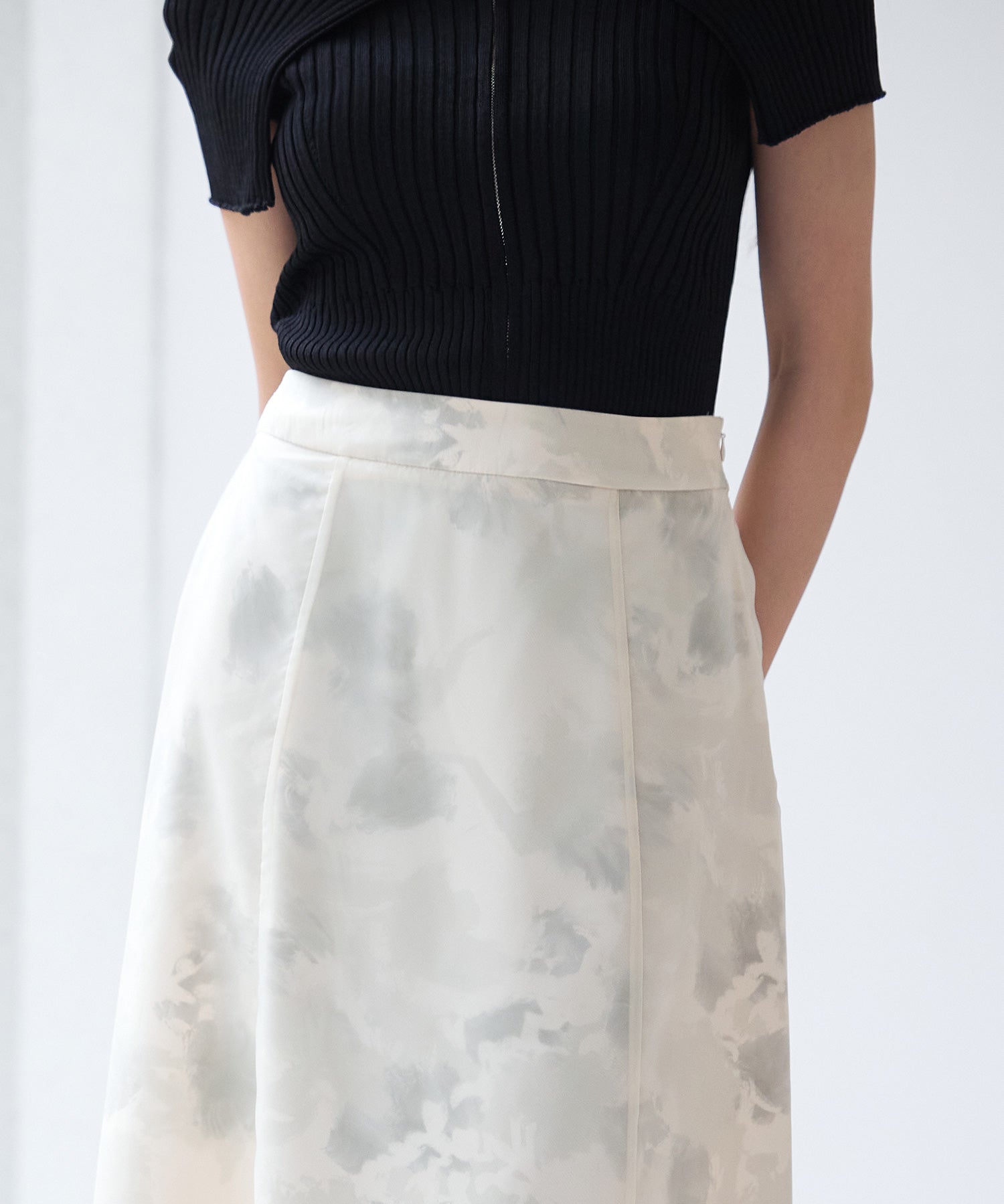 シアー花柄ハイウエストスカートsdp0296 グリーン