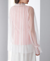 ノースリーブカットソーとチュールブラウスの2点セットsdp0297 ピンク