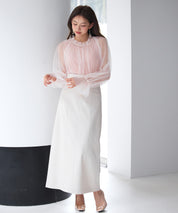 ノースリーブカットソーとチュールブラウスの2点セットsdp0297 ピンク