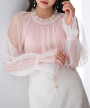 ノースリーブカットソーとチュールブラウスの2点セットsdp0297 ピンク