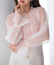ノースリーブカットソーとチュールブラウスの2点セットsdp0297 ピンク