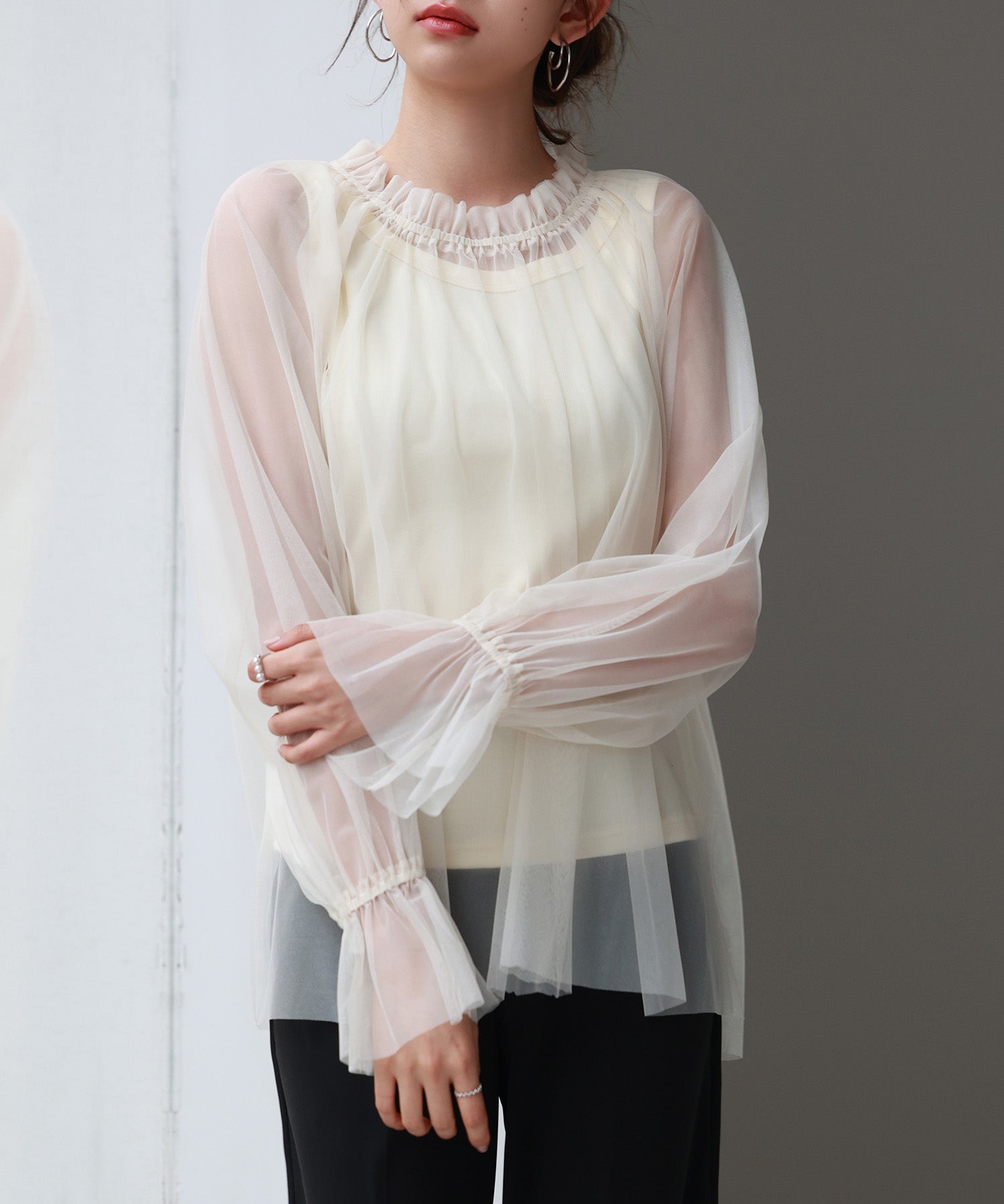 ノースリーブカットソーとチュールブラウスの2点セットsdp0297-102-38