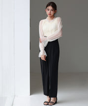 ノースリーブカットソーとチュールブラウスの2点セットsdp0297 アイボリー