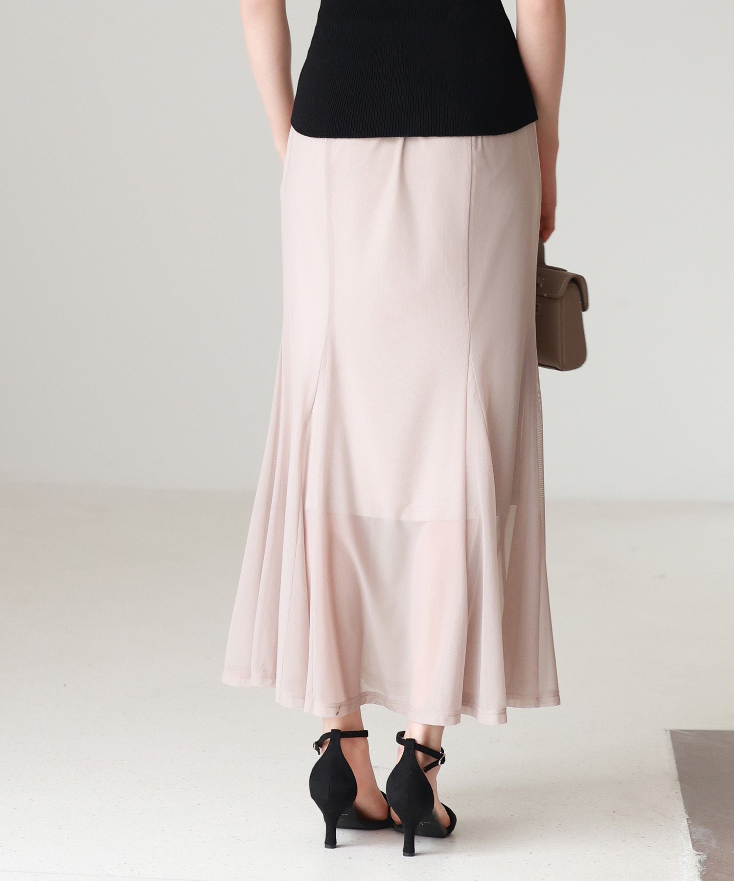 マーメイドチュールロングスカートsdp0298 ベージュ
